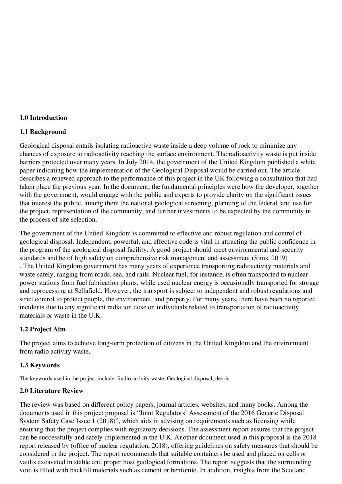 Preview image for project proposal- Geological Radioactive Waste Disposal